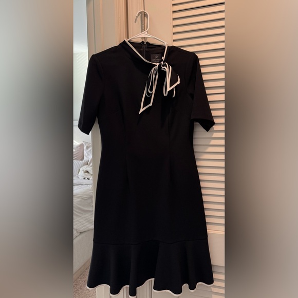 Andrianna Papell Kit Crepe Tie Neck Fit and Flare Dress - Picture 5 of 8